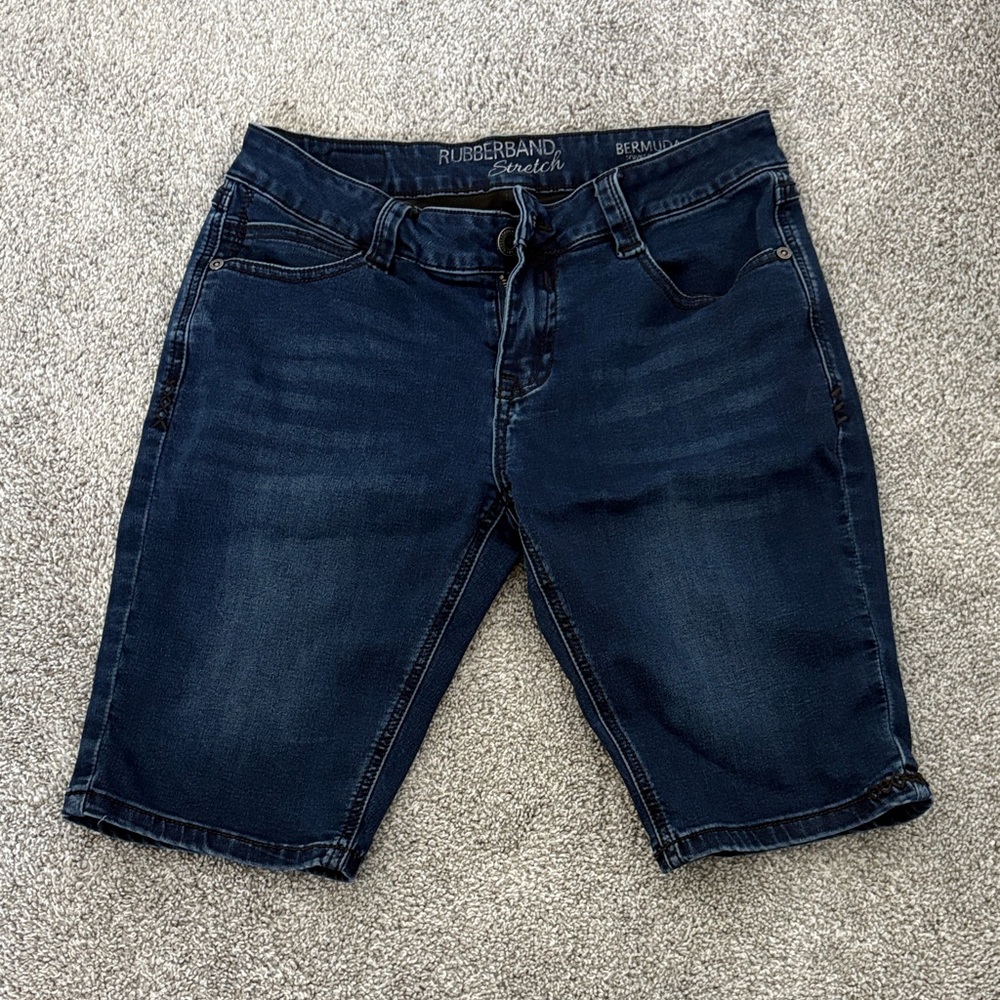 Stretch Women's Jean Shorts - Dark Blue